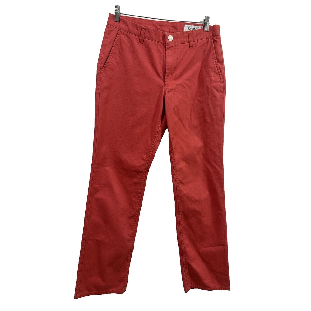 Bonobos Men's straight Fit Salmon 100 % Cotton Washed Chino Pants 31/32